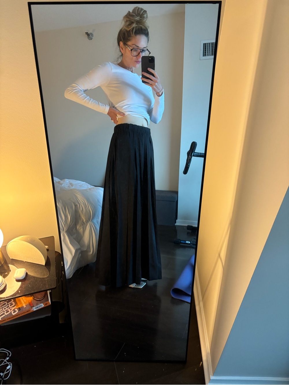 Tibi nylon pleated Black Maxi Skirt - Flowy Women's Skirt